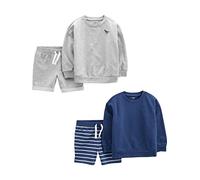 Simple Joys by Carter's 4-Piece French Terry Long-Sleeve Shirts and Shorts Playwear Set Conjuntos de Ropa de Juego, Azul Marino/Gris/Dinosaurio/Rayas, 2 años (Pack de 4) para Niños
