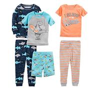 Simple Joys by Carter's 6-Piece Snug Fit Cotton Pajama Set Juego de Pijama, Dinosaurio/Rayas/Sufista/Tiburón, 12 Meses (Pack de 3) para Bebés