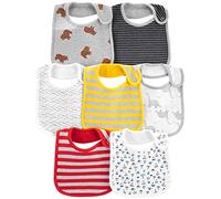 Simple Joys by Carter's 7-Pack Teething Bibs Juego de Accesorios de Invierno, Oso/Dinosaurio/Rayas, Talla única (Pack de 7) Unisex bebé