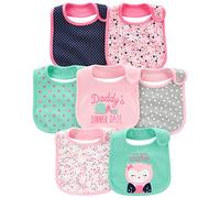 Simple Joys by Carter's 7-Pack Teething Bibs Baby, Rosa/Verde Menta, Talla única (Pack de 7) para Bebés