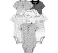 Simple Joys by Carter's Body de Manga Corta Bebé Niño, Pack de 6, Multicolor/Ancla/Ballena/Dinosaurio/Rayas, 0 meses