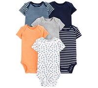 Simple Joys by Carter's Body de Manga Corta Bebé Niño, Pack de 6, Multicolor/Barcos de Vela/Rayas, 0 meses