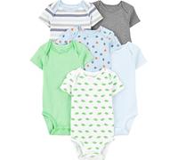 Simple Joys by Carter's Body de Manga Corta Bebé Niño, Pack de 6, Multicolor/Deportes/Dinosaurio/Rayas, 0 meses