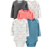 Simple Joys by Carter's 5-Pack Long-Sleeve Bodysuit Body, Búho/Corazones/Floral/Lunares, Prematuro (Pack de 5) Unisex bebé