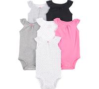 Simple Joys by Carter's - Body sin mangas para niña (6 unidades) ,Black/White/Pink Ruffle ,0-3 Months