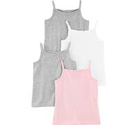 Simple Joys by Carter's Tank Tops, Pack of 4 Camiseta sin Mangas para bebés y niños pequeños, Blanco/Gris Mezcla/Rosa Claro, 5 años (Pack de 4)