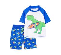 Simple Joys by Carter's Conjunto de traje de baño y camiseta de protección para niños pequeños y bebés, Dinosaurio azul y blanco, 18 meses