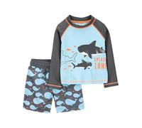 Simple Joys by Carter's Conjunto de traje de baño y camiseta de protección para niños pequeños y bebés, Ballenas negras y azul cielo, 6-9 meses