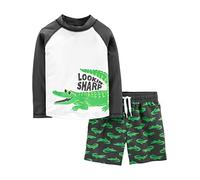 Simple Joys by Carter's Conjunto de traje de baño y camiseta de protección para niños pequeños y bebés, Estampado de cocodrilo negro, 3-6 meses