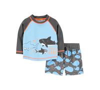 Simple Joys by Carter's Conjunto de traje de baño y camiseta de protección para niños pequeños y bebés, Ballenas negras y azul cielo, 18 meses