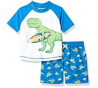 Simple Joys by Carter's Swimsuit Trunk and Rashguard Set Juego de protección de Sarpullido, Azul Blanco Dinosaurio, 3 años para Bebés