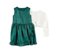 Simple Joys by Carter's Conjunto de Vestido y cárdigan de 2 Piezas para niñas pequeñas, Paquete de 2, Verde Esmeralda/Blanco, Talla 2T, Verde Esmeralda/Blanco, 24 Meses