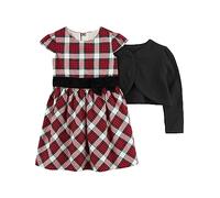 Simple Joys by Carter's Conjunto de Vestido y cárdigan de 2 Piezas para Ocasiones Especiales para niñas pequeñas y bebés, Negro/Rojo a Cuadros, 5 años