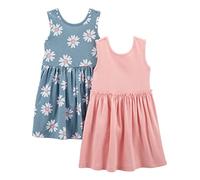 Simple Joys by Carter's Conjunto de vestidos sin mangas y de manga corta para jugar Bebé Niña, Pack de 2, Azul Marino Floral/Rosa, 18 meses