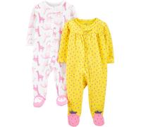 Simple Joys by Carter's Cotton Sleep and Play, Pack of 2 Mamelucos para bebés pequeños, Amarillo Strawberries/Blanco Jirafa, Prematuro (Pack de 2) Bebé Niñas