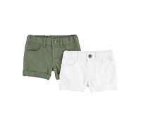 Simple Joys by Carter's Denim Shorts, Pack of 2 Pantalones Cortos de Mezclilla, Blanco/Verde Oliva, 4 años para Niñas