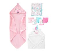 Simple Joys by Carter's Juego de 8 Piezas con Toallas y Manopla de Baño Bebé Niña, Blanco Unicornio/Rosa Flamenco, Talla única