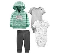 Simple Joys by Carter's Juego de canastilla para bebé niño, Gris oscuro/gris/elefante verde menta/animales del bosque blancos, 0 Months