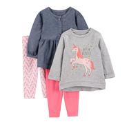 Simple Joys by Carter's - Juego de ropa de juego de 4 piezas de manga larga para niñas ,Pink Unicorns/Chambray ,US 5T (EU 110-116)