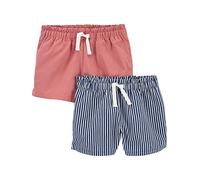 Simple Joys by Carter's Knit Shorts, Pack of 2 Pantalones Cortos, Azul Marino Rayas/Rosa Coral, 8 años (Pack de 2) para Niñas