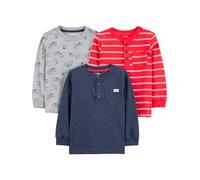 Simple Joys by Carter's Long-Sleeve Shirts, Pack of 3 Camiseta, Azul Marino Mezcla/Gris Perros/Rojo Doble Raya, 5 años (Pack de 3) para Bebés