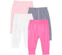 Simple Joys by Carter's 4-Pack Pant Pantalones, Azul Marino Rayas/Blanco Lunares/Melocotón Pálido/Rosa, 0 Meses (Pack de 4) bebés niñas