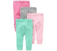 Simple Joys by Carter's Pantalón Bebé Niña, Pack de 4, Verde Menta/Rosa/Gris, 3-6 meses