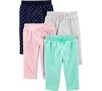 Simple Joys by Carter's 4-Pack Fleece Pants Pantalones Informales, Azul Marino Lunares/Gris Claro/Rosa Claro/Verde Agua, Prematuro (Pack de 4) Bebé Niñas