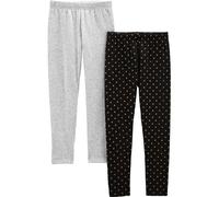 Simple Joys by Carter's Paquete de 2 leggings ligeros con forro polar para niña, Puntos negros/gris, 7
