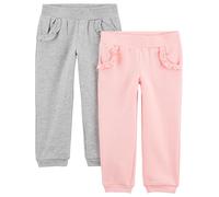 Simple Joys by Carter's Paquete de 2 pantalones deportivos de forro polar para niña, Gris/rosado, 5 años