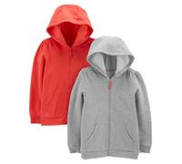 Simple Joys by Carter's Paquete de 2 Sudaderas de Forro Polar con Cremallera Completa para niña, Gris Jaspeado, Naranja (Grey Heather/Orange), 5
