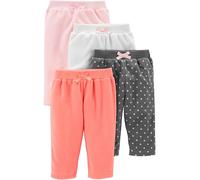 Simple Joys by Carter's - Paquete de 4 pantalones de forro polar para niñas ,Pink/Navy Dot/Ivory ,0-3 Months