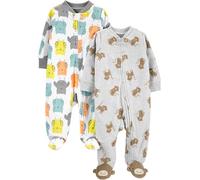 Simple Joys by Carter's Pijama Unisex con Patas de Forro Polar para bebés, Paquete de 2, Rosa, Verde Menta, búho/Mono, Prematuro