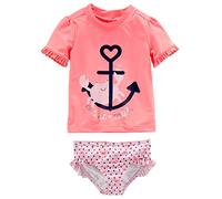 Simple Joys by Carter's 2-Piece Assorted Rashguard Sets Juego de protección de Sarpullido, Rosa Asalmonado Cangrejo/Rosa Estampado de Anclas, 5 años para Bebés