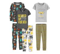 Simple Joys by Carter's 6-Piece Snug Fit Cotton Pajama Set Juego de Pijama, Blanco Camiones/Gris Héroes/Gris Oscuro Monstruo/Rayas, 5 años (Pack de 3) para Bebés