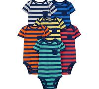 Simple Joys by Carter's Short Sleeve Bodysuit Body, Bloque de Color/Raya de Rugby, 0-3 Meses (Pack de 6) para Bebés
