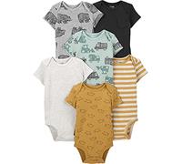 Simple Joys by Carter's Short Sleeve Bodysuit Body, Construcción/Oso/Rayas/Rinoceronte, Prematuro (Pack de 6) bebés niños