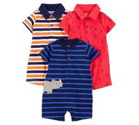 Simple Joys by Carter's 3-Pack Infant-and-Toddler-Rompers, Ancla/Rayas/Rinoceronte, 0 Meses (Pack de 3) para Bebés