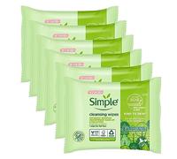 Simple Kind to Skin - Toallitas faciales para pieles sensibles con glicerina, vitamina E y vitamina B5, paquete de 25 unidades, 6 unidades