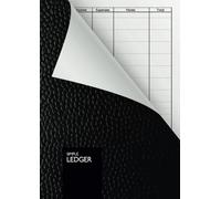 Simple Ledger: Cash Book | 110 pages | DIN A5 | Simple Income Expense Book | Black Leather Look | Durable Softcover