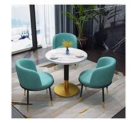 Simple Leisure - Mesas y sillas de ocio combinadas, mesa de comedor y silla, diseño moderno, 1 mesa 3 sillas de 60 cm, mesa redonda de madera, sala de estar, cocina, juego de 4 piezas para hotel (azul