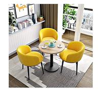 Simple Leisure Mesas y Sillas Redonda Mesa de Comedor Silla Combinación Sala de Estar Balcón Dormitorio Estudio 1 Mesa 3 Sillas Mesa Desmontable Mesa Retro Ocio Silla Offi (amarillo)