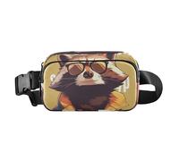 Simple Life Raccoon - Riñonera moderna para mujeres, hombres, adolescentes, gran capacidad, con correa ajustable para ciclismo, senderismo, gimnasio