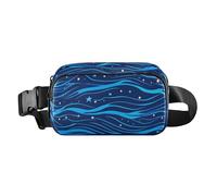 Simple Line - Bolsa cruzada con diseño de ondas azules eléctricas para mujeres y hombres, bolsa de cinturón de gran capacidad, cartera de viaje con correa ajustable para ciclismo, senderismo, gimnasio