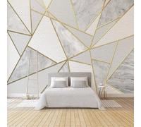 Simple Línea De Oro Triángulo Geométrico De Imitación De Mármol 3D Papel Pintado Pared Fácil Instalación Oficina Sala Estar Sofá Dormitorio TV Fondos Decoración-400cm×280cm