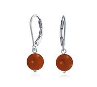 Simple Llanura De Piedras Preciosas Teñidas De Rojo Natural De Coral Bola Redonda Pendientescolgantes Para Las Mujeres Adolescente .925 Plata Esterlina
