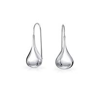 Simple Llanura Puffed Lágrima En Forma De Pera Pendientesde Gota De Lluvia Para Las Mujeres Fishhook Enhebrador Polaco De Plata Esterlina 1,2 Pulgadas