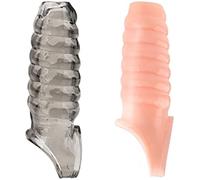 Simple love pene manga con anillos testiculares pene ampliación bomba prepucio retención cock anillo funda para pene para retraso sexual eyaculación SM sexual juguete sexual para parejas hombres