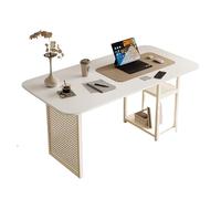 Simple Mesa de Oficina Blanca con Dos estantes, Moderna y Sencilla, for Estudio, portátil, Escritura, Estilo Elegante, estación de Trabajo Escritura(L)