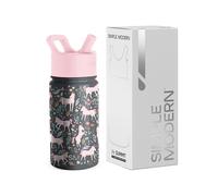 Simple Modern Botella Agua Niños con Pajita | Botella Térmica Acero Inoxidable Aislado Reutilizable para Niños y Niñas | Summit | 415ml | Unicorn Fields